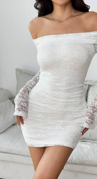 White Off-Shoulder Lace Mini Dress