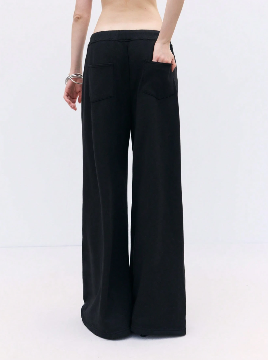 Wide-Leg Pants with Metal Eyelet Details