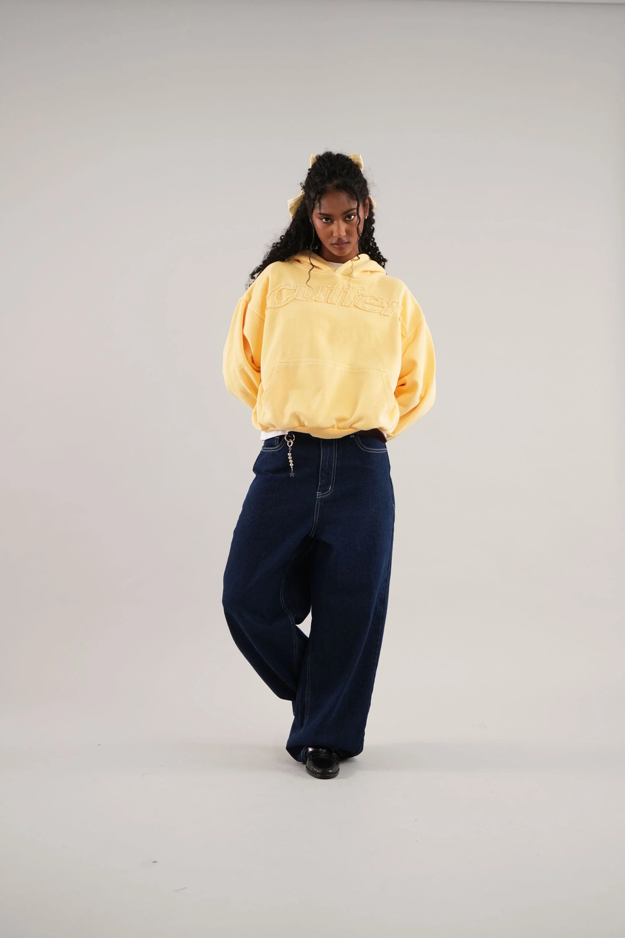 Yellow Cropped Hoodie