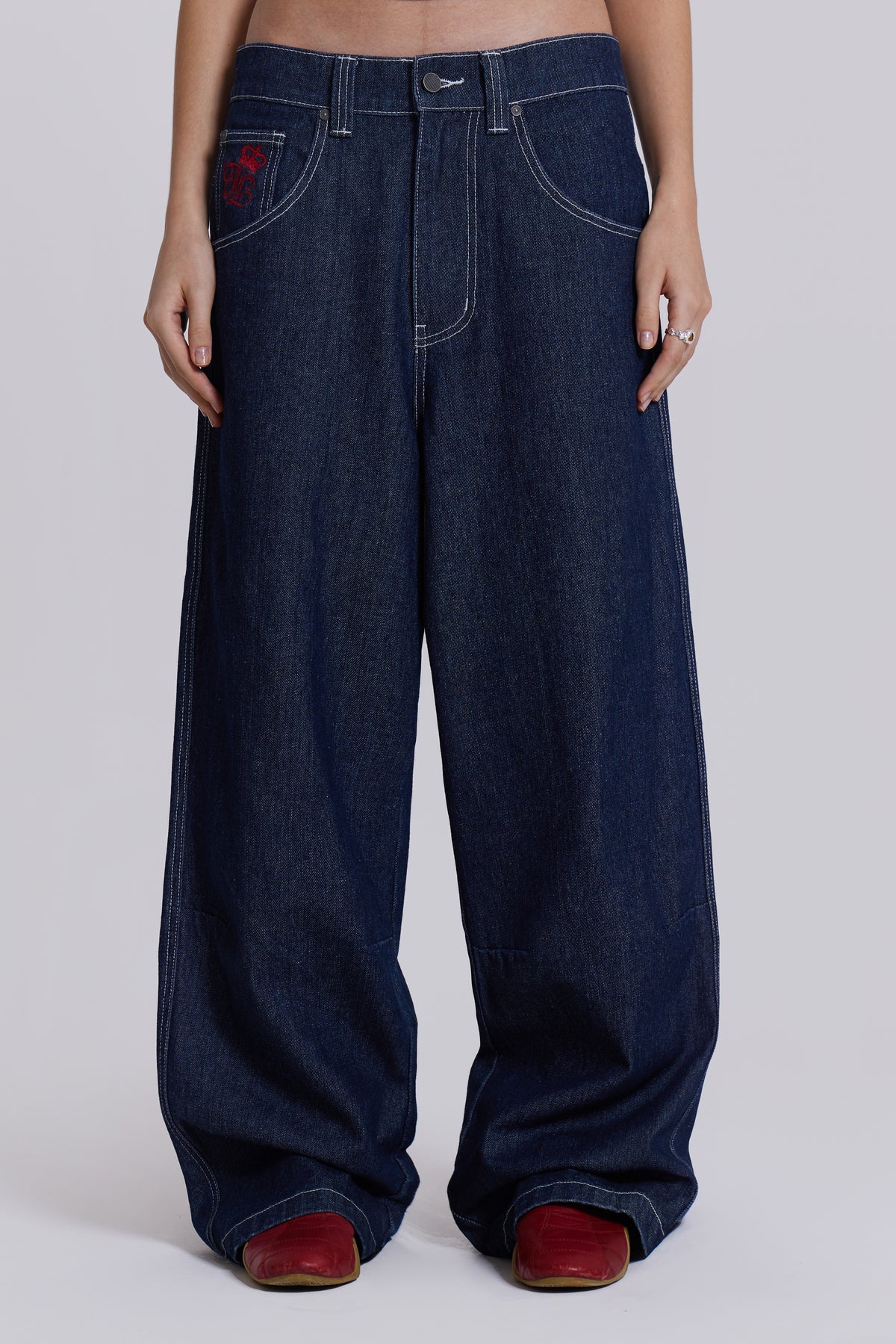 Wide-Leg Graphic Denim