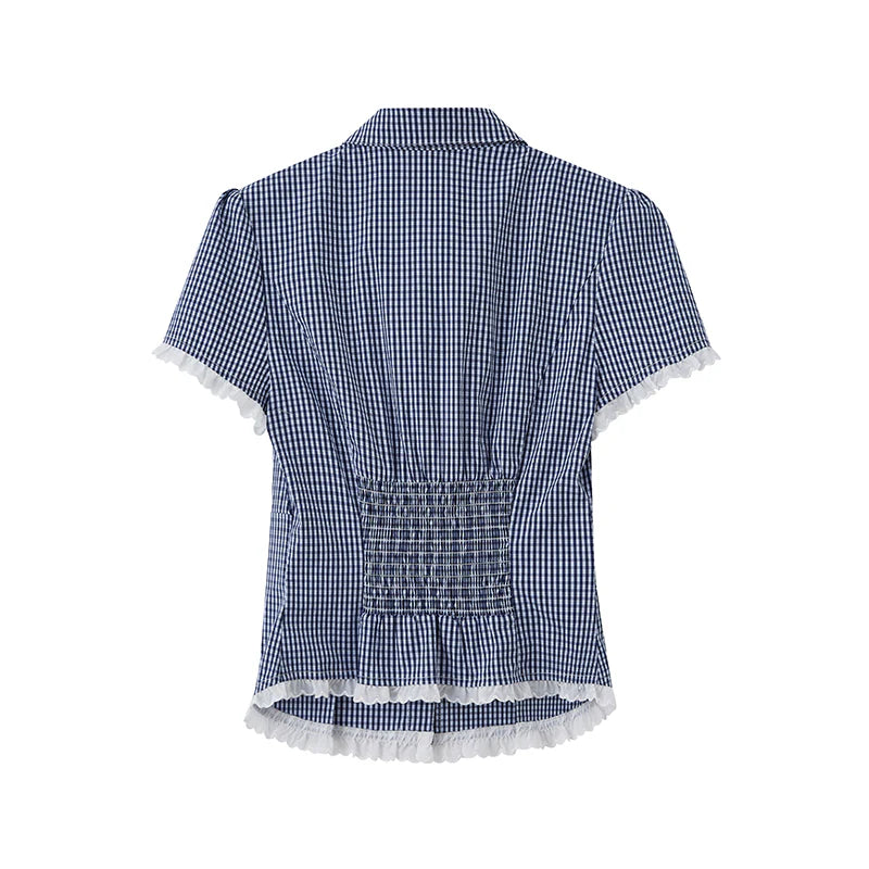 Women’s Gingham Lace-Trim Set