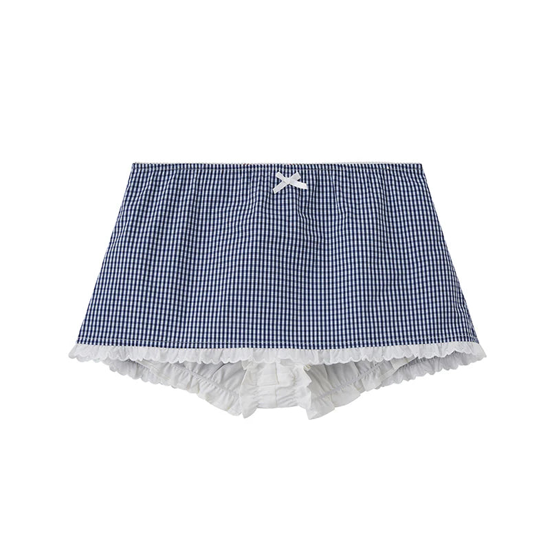 Women’s Gingham Lace-Trim Set