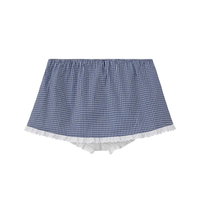 Women’s Gingham Lace-Trim Set