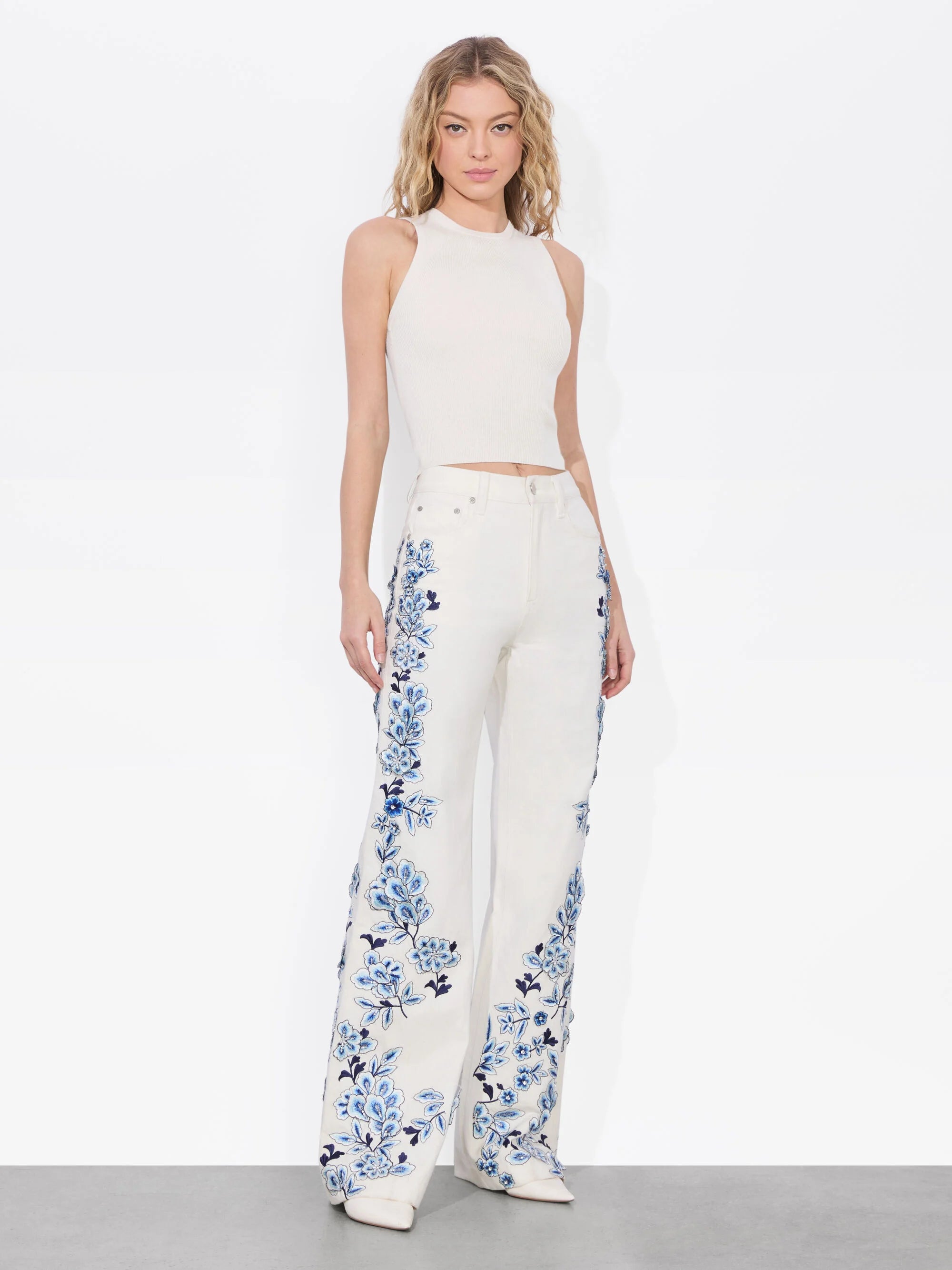 Embroidered Floral Flare Jeans
