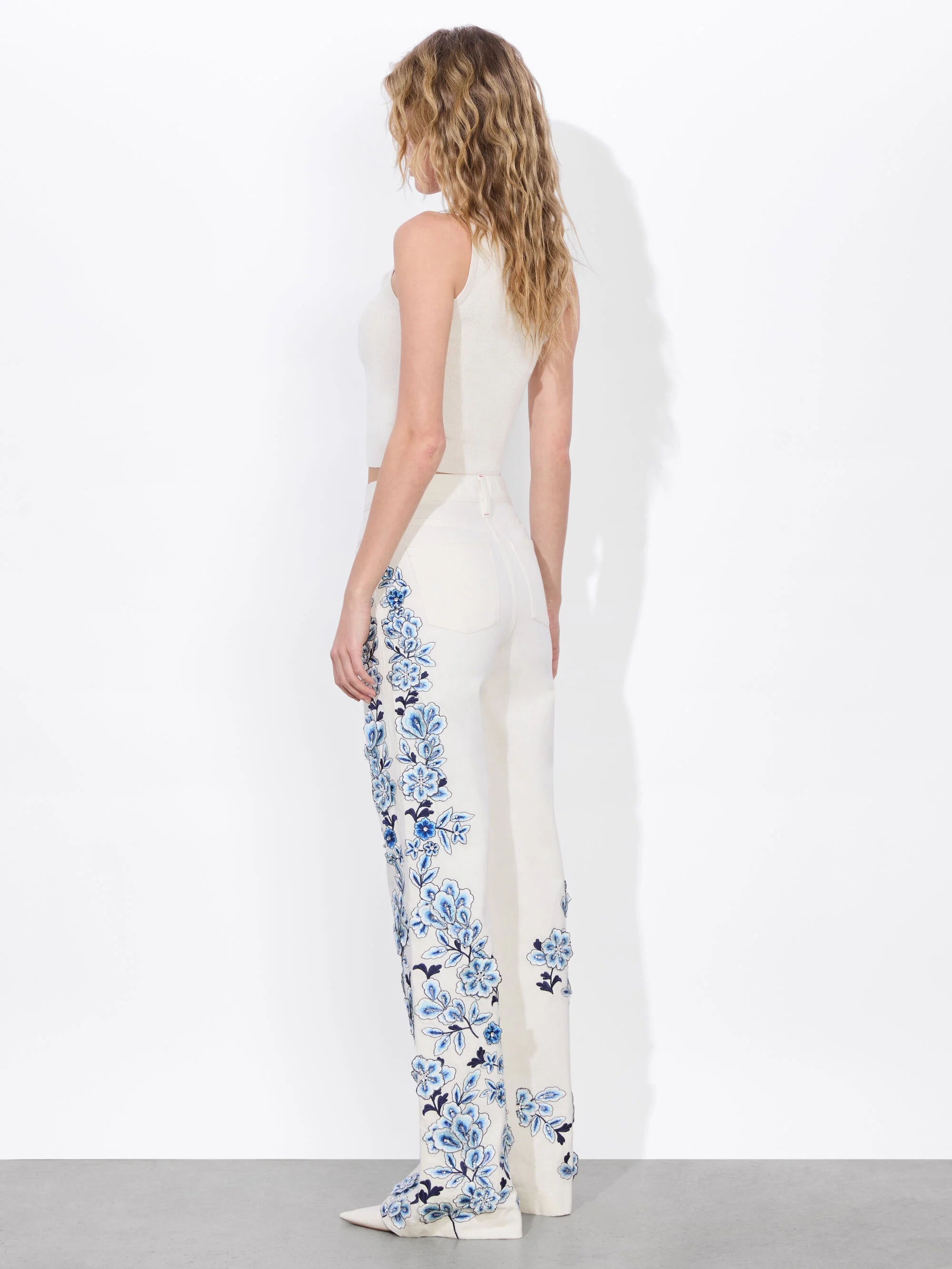 Embroidered Floral Flare Jeans
