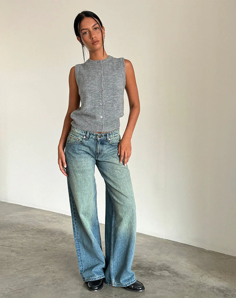 Vintage Wash Wide-Leg Jeans