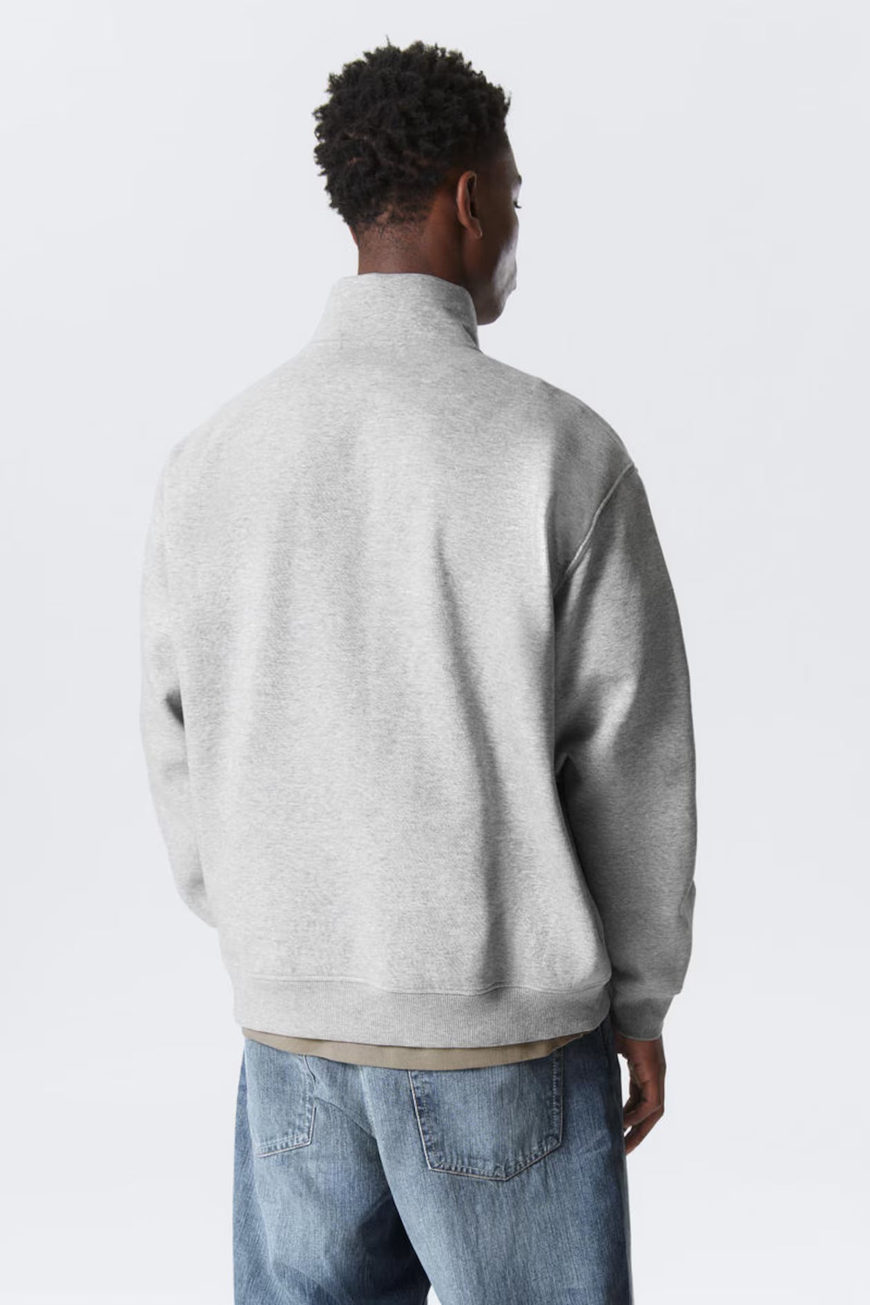 Light Grey Quarter-Zip Ribbed Top