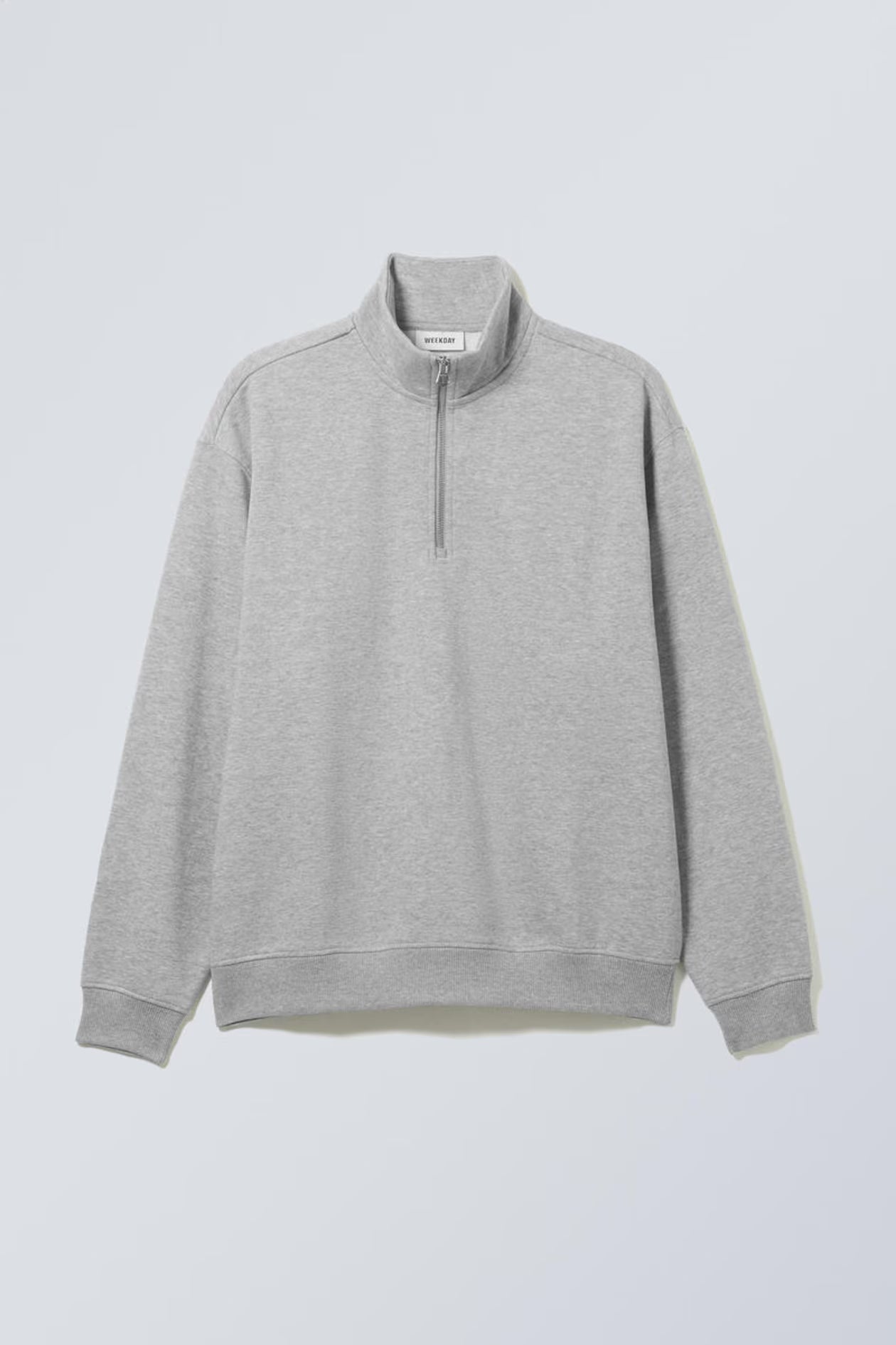 Light Grey Quarter-Zip Ribbed Top