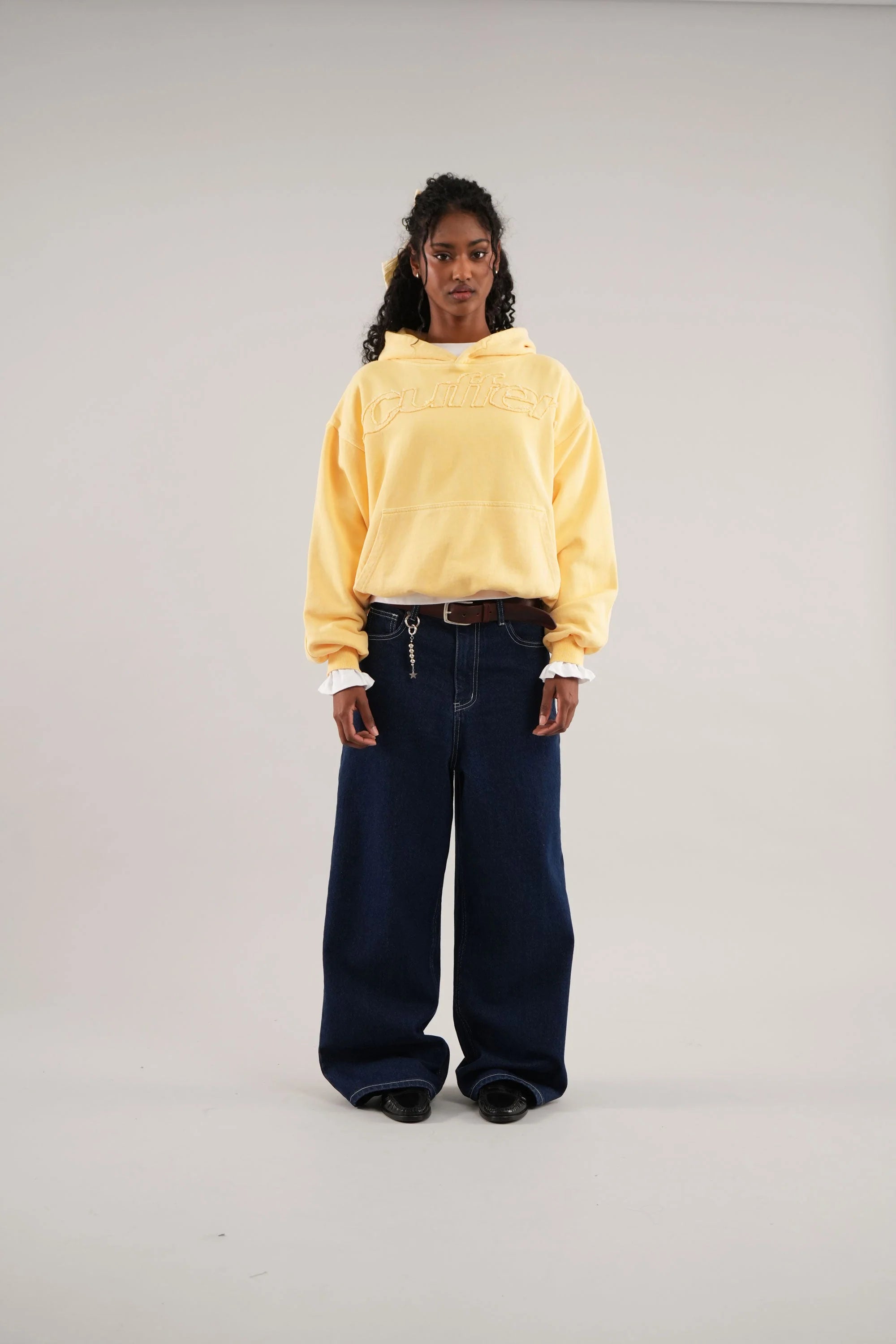 Yellow Cropped Hoodie