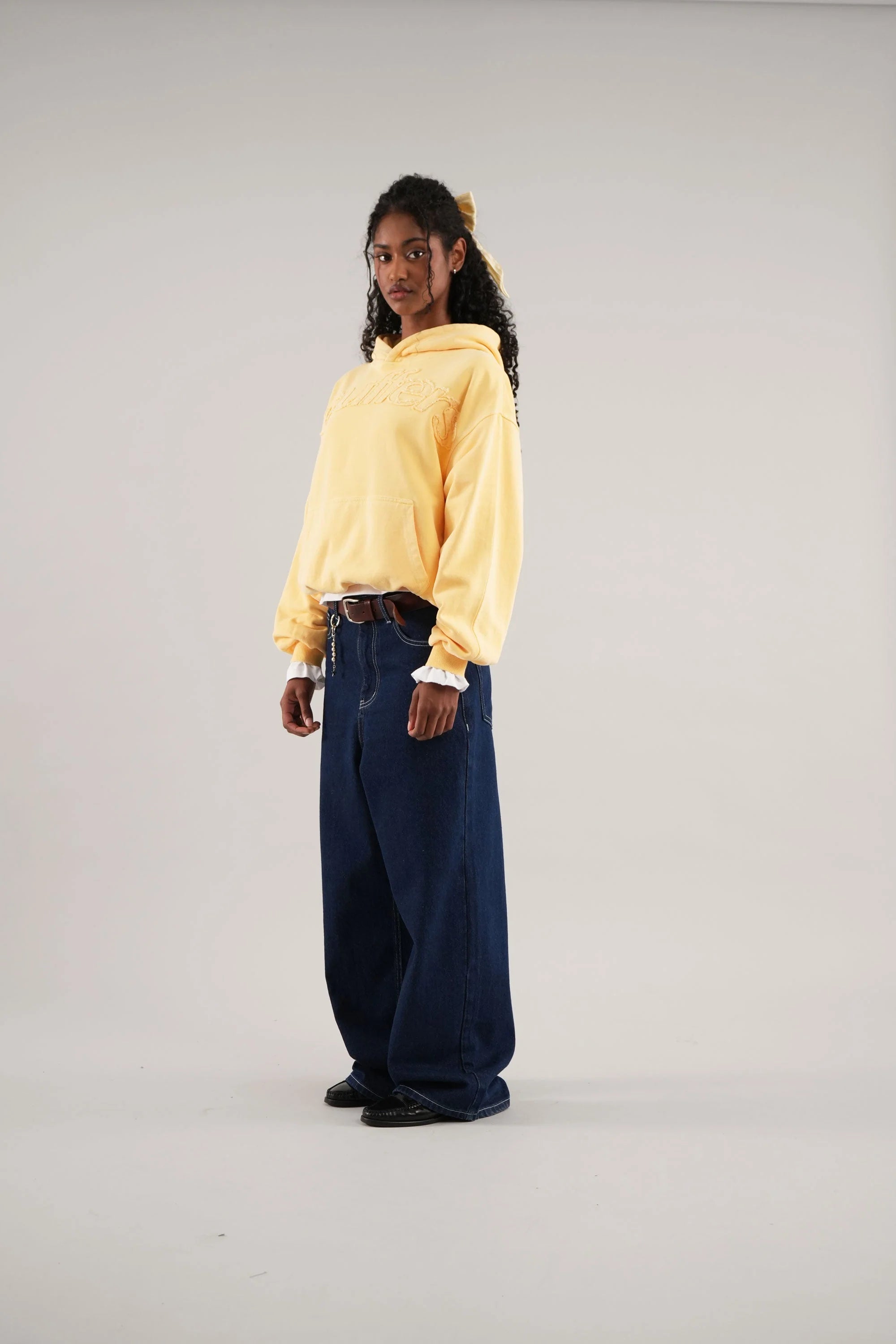 Yellow Cropped Hoodie
