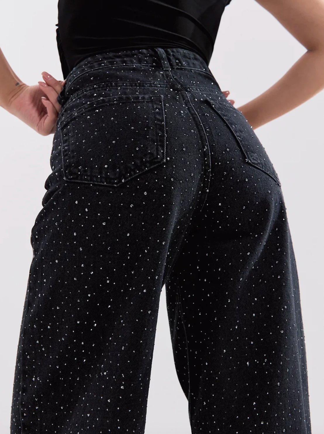 Midnight Sparkle High-Waisted Jeans