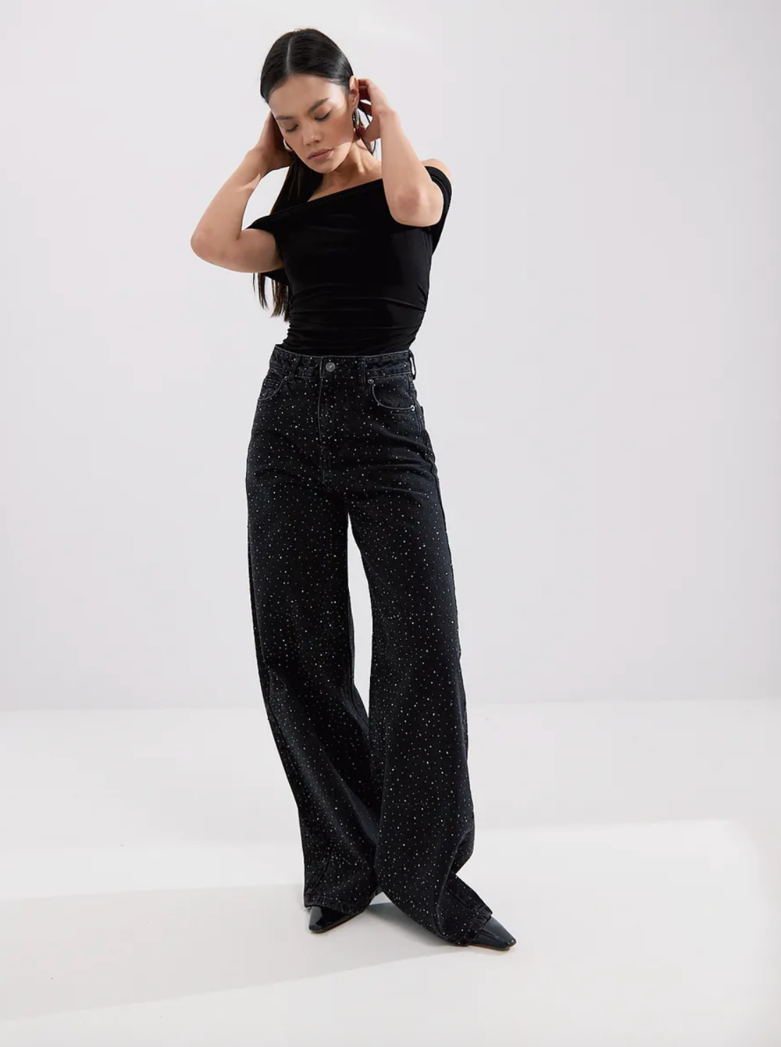 Midnight Sparkle High-Waisted Jeans