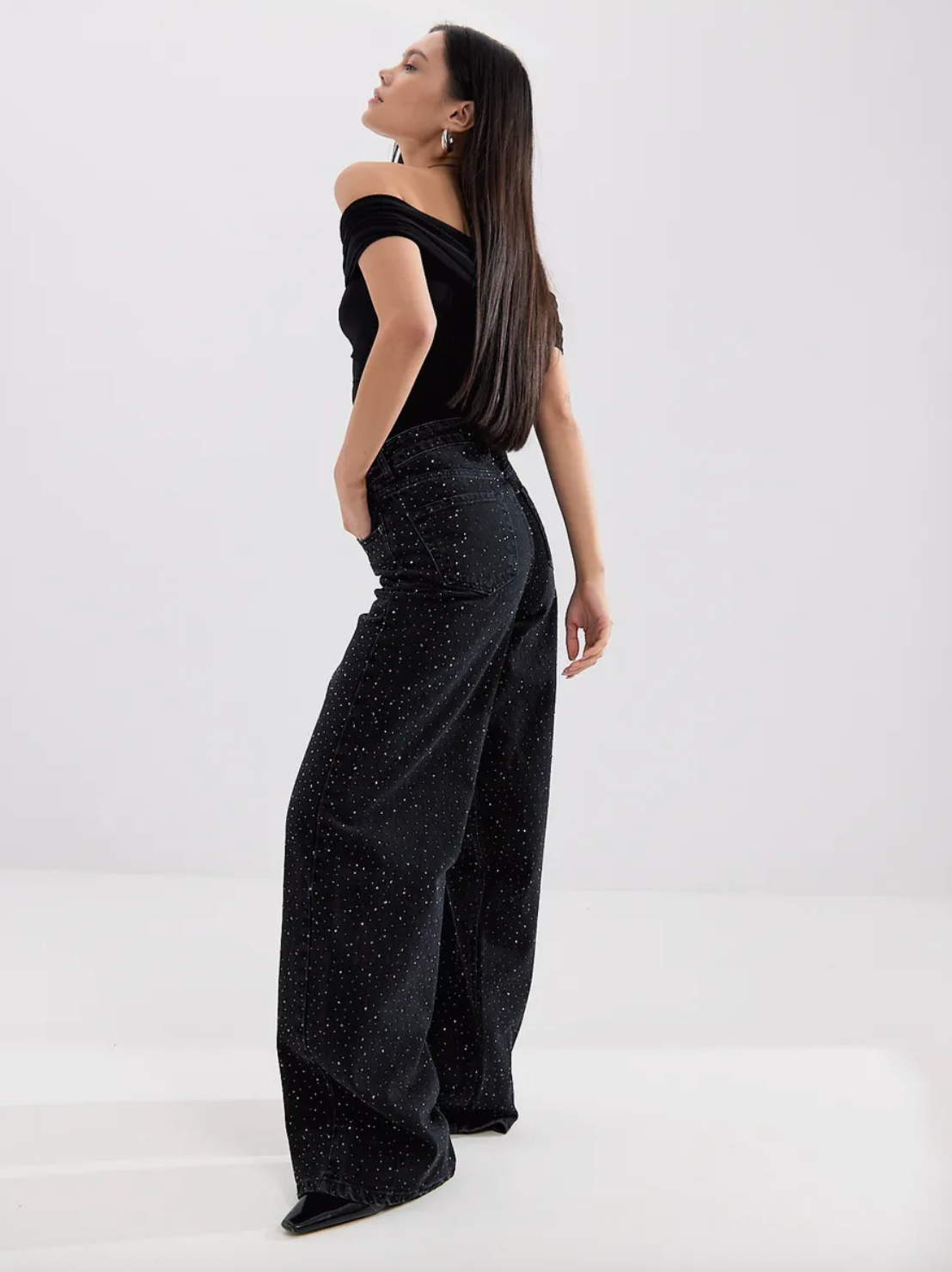 Midnight Sparkle High-Waisted Jeans