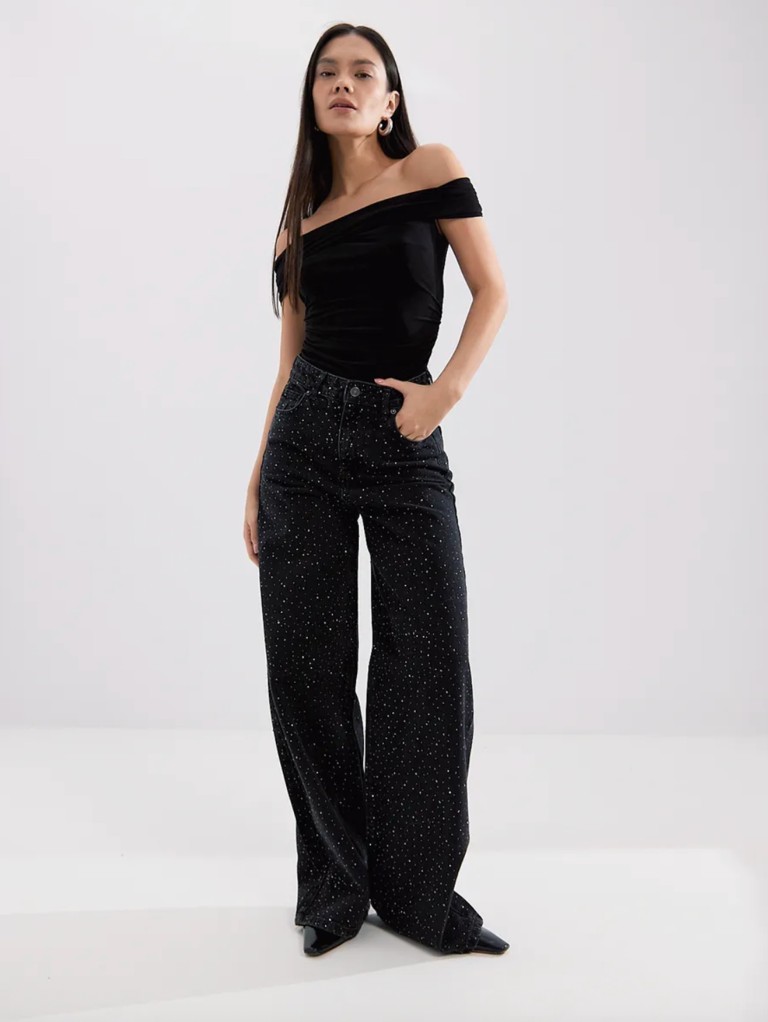 Midnight Sparkle High-Waisted Jeans