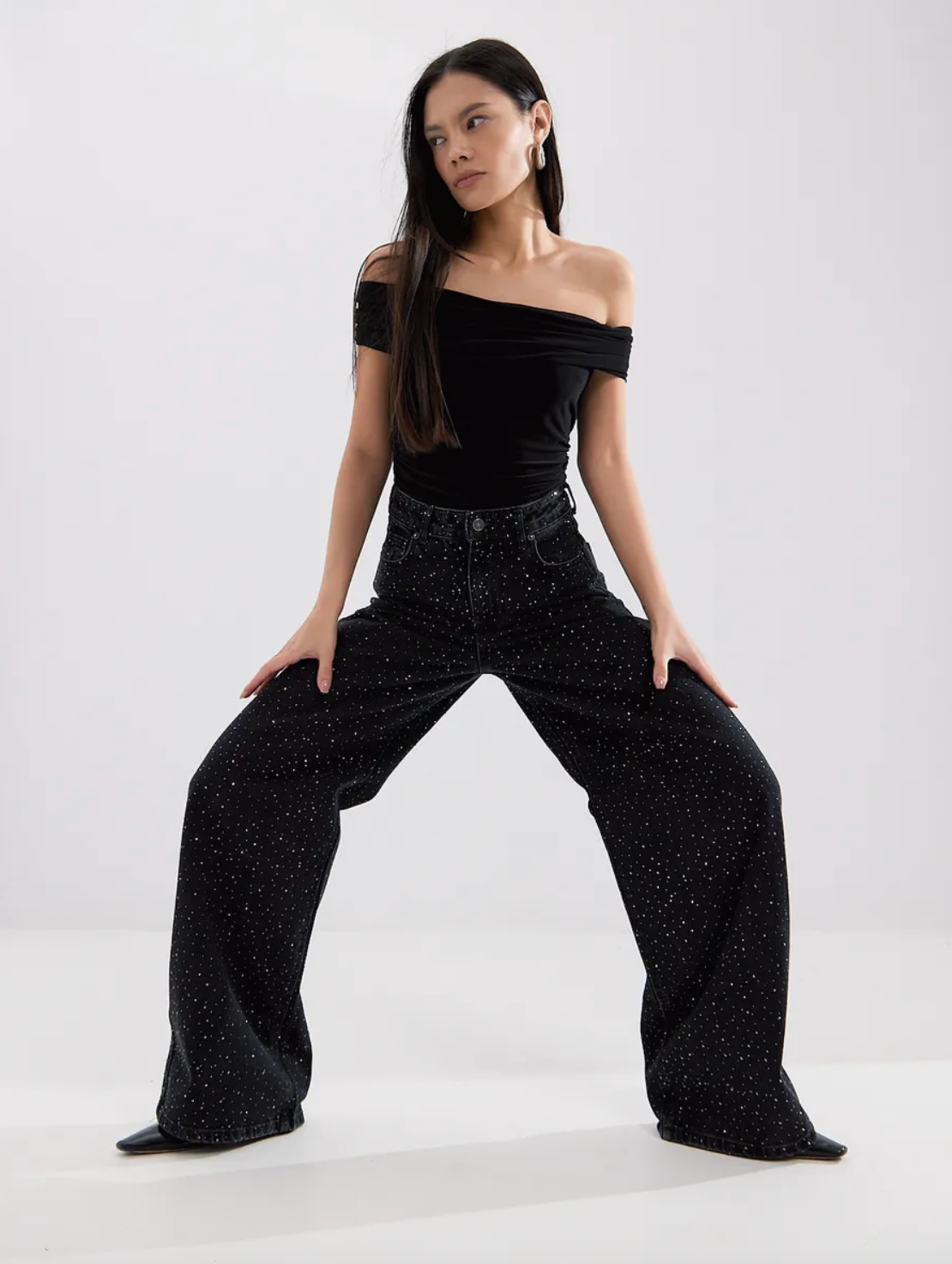 Midnight Sparkle High-Waisted Jeans