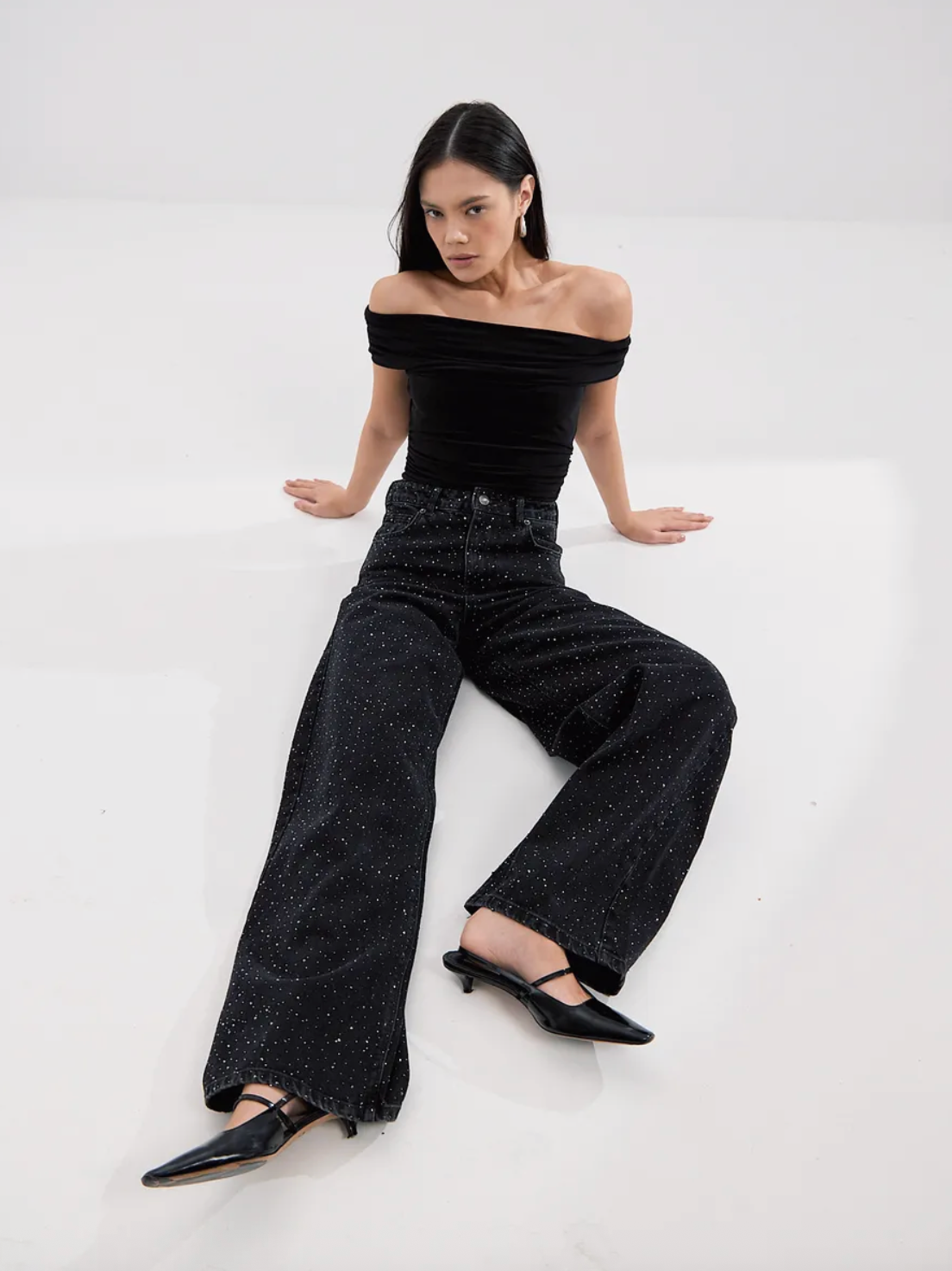 Midnight Sparkle High-Waisted Jeans