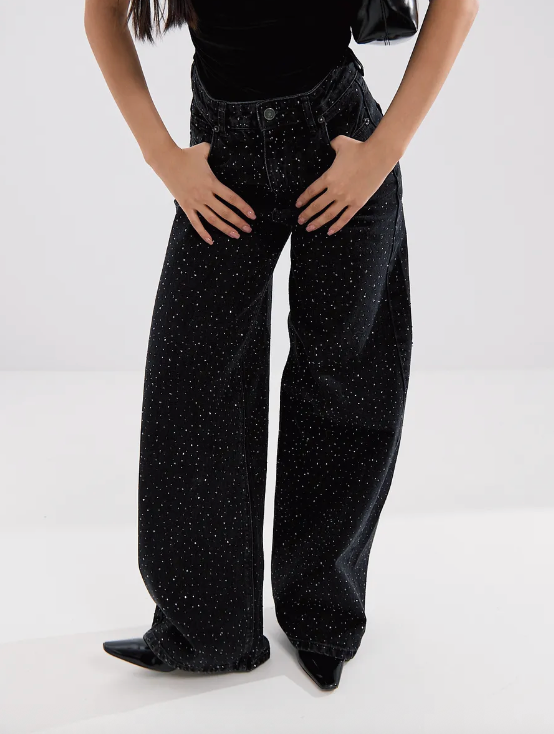 Midnight Sparkle High-Waisted Jeans