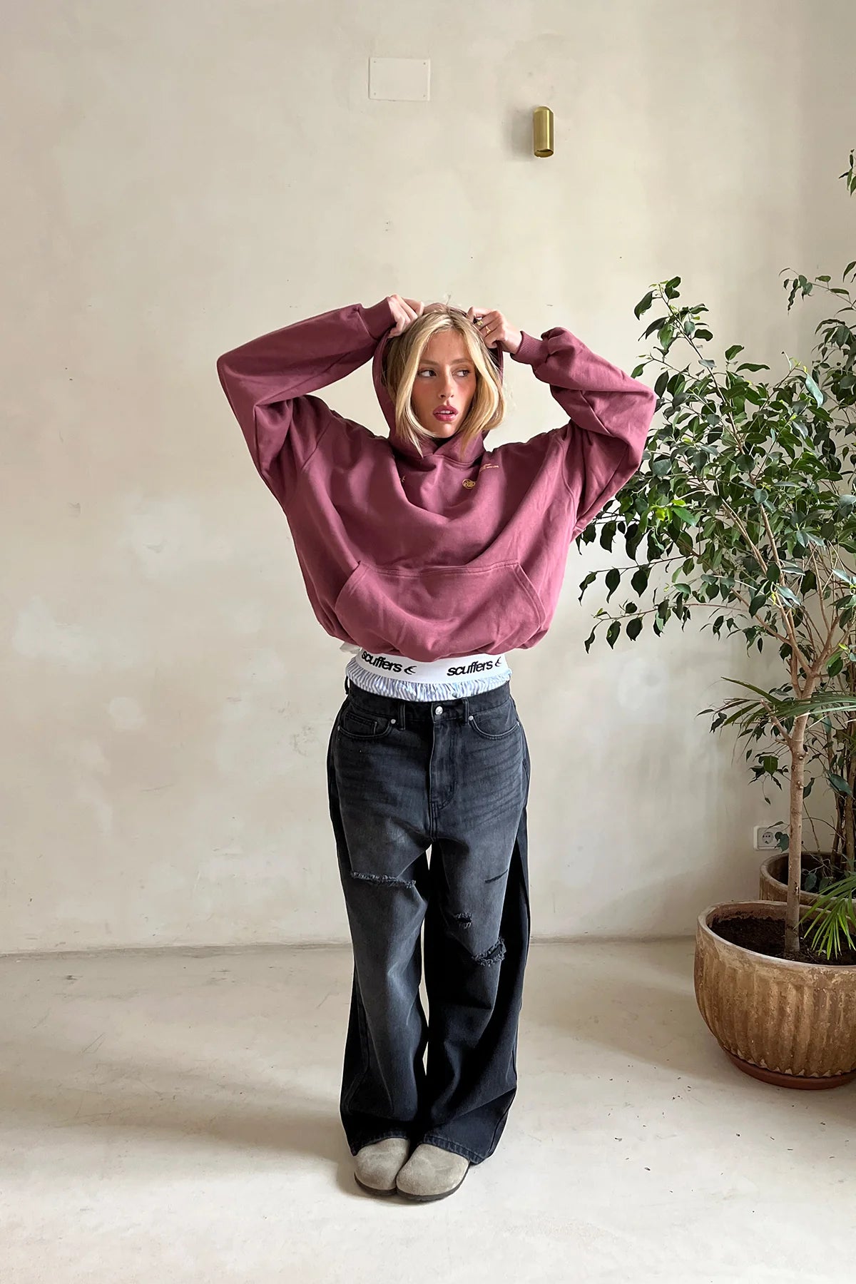 Dusty Rose Printed Hoodie