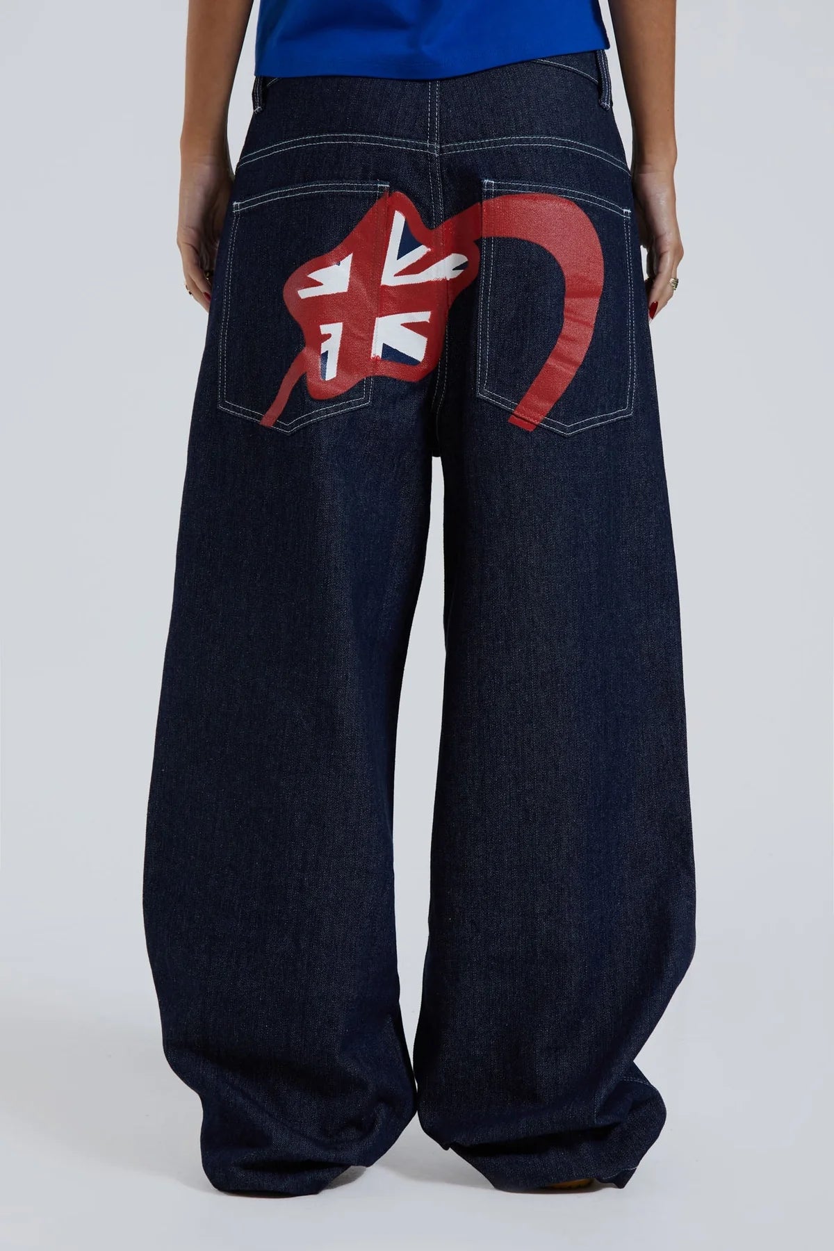 Wide-Leg Graphic Denim