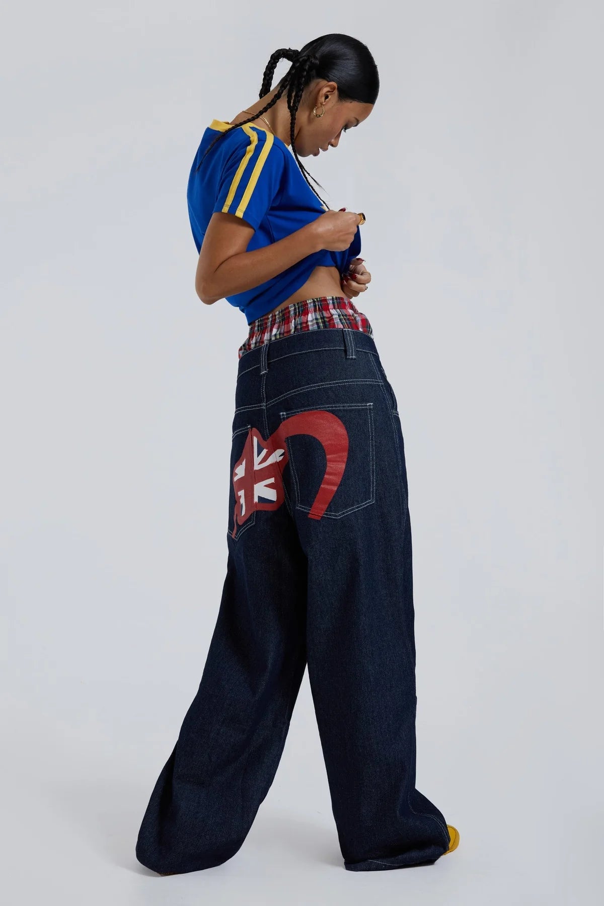 Wide-Leg Graphic Denim
