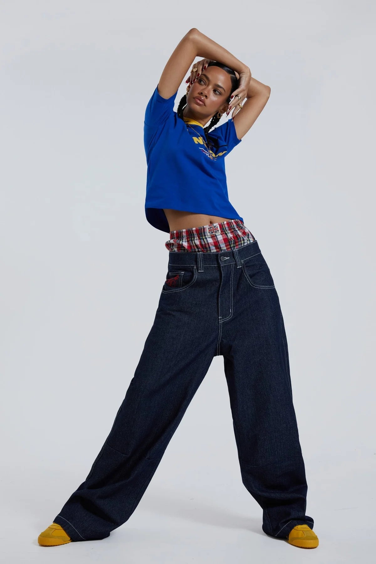 Wide-Leg Graphic Denim