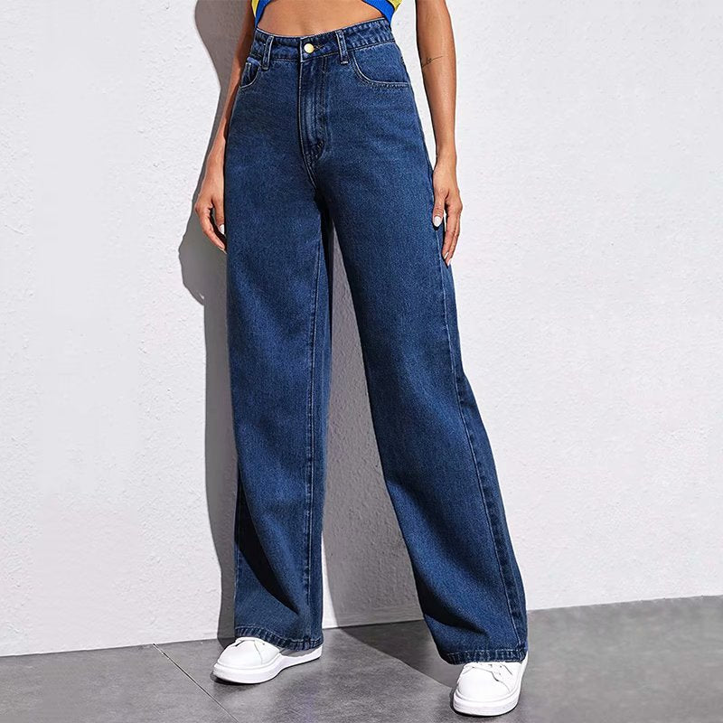 Petite Pleated Wide Leg Jeans – Light Blue